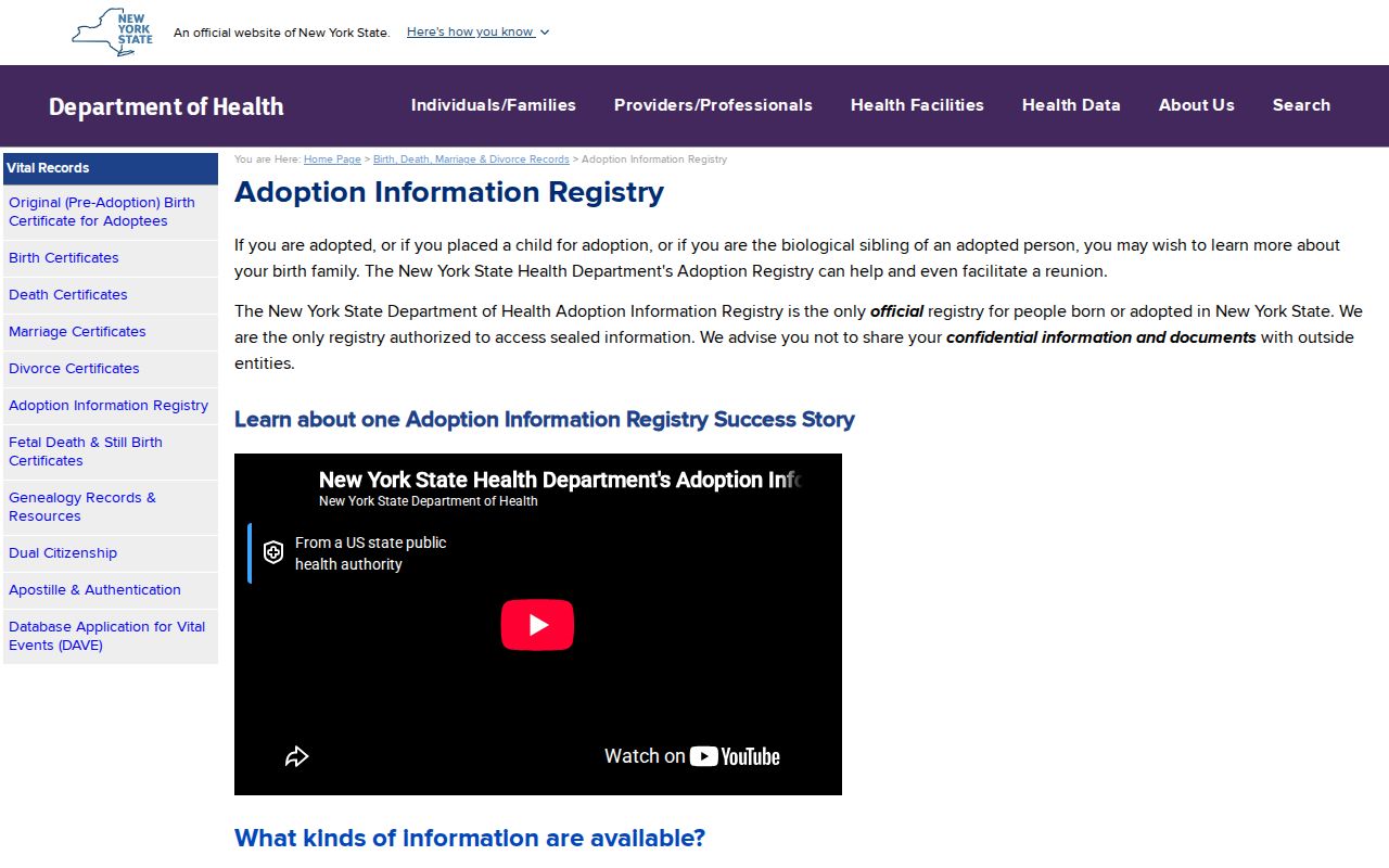 Mineola residents directory New York adoption information registry