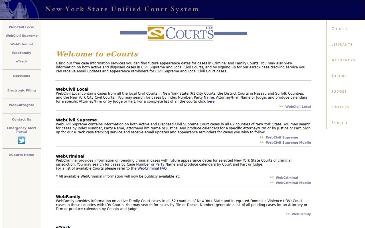 Mineola residents directory New York eCourts search options