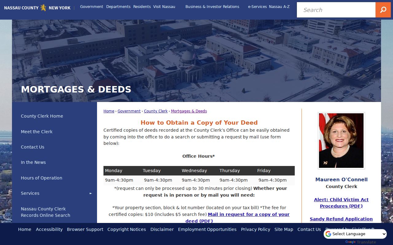 Mineola previous residents Mortgages and Deeds SBL guidance